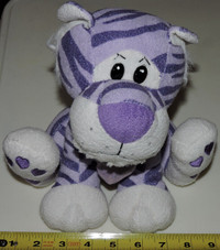 Plush Purple Tiger with Hearts Collar by Animal Adventures