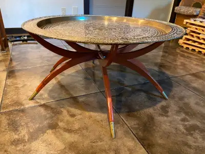 36 inch round Brass Table 1950's, View more