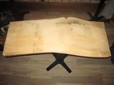 DIY CAST IRON BASE LIVE 1" EDGE WHITE PINE TABLE, View more