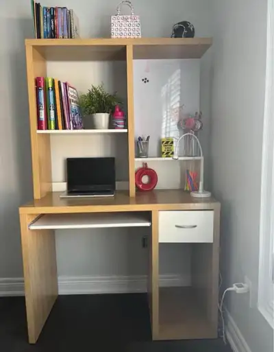 Oak and White Student Desk, View more