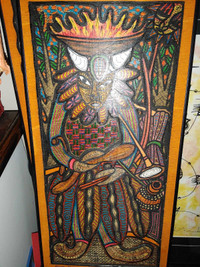  RARE Carved hand painted art by nigerian artist Emmanuel Emvic