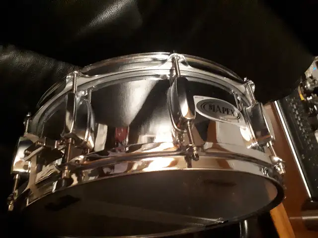 LOW PRICED CHROME SNARE DRUMS MAPEX VENUS 6.5 X 14 WESTBURY in Drums & Percussion in Chatham-Kent - Image 5