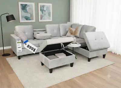 IKEA Style  Luxury Grey Velvet Corner Sectional Sofa – Modular w, View more