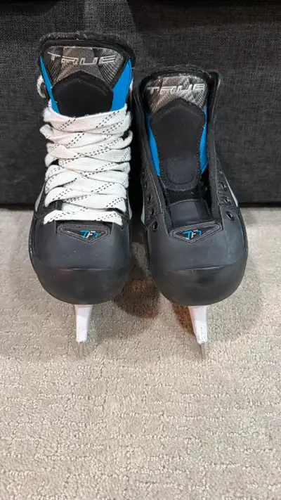 New True goalie skates, size 5. These skates were worn ONE time. Our son lost a skate, we purchased...