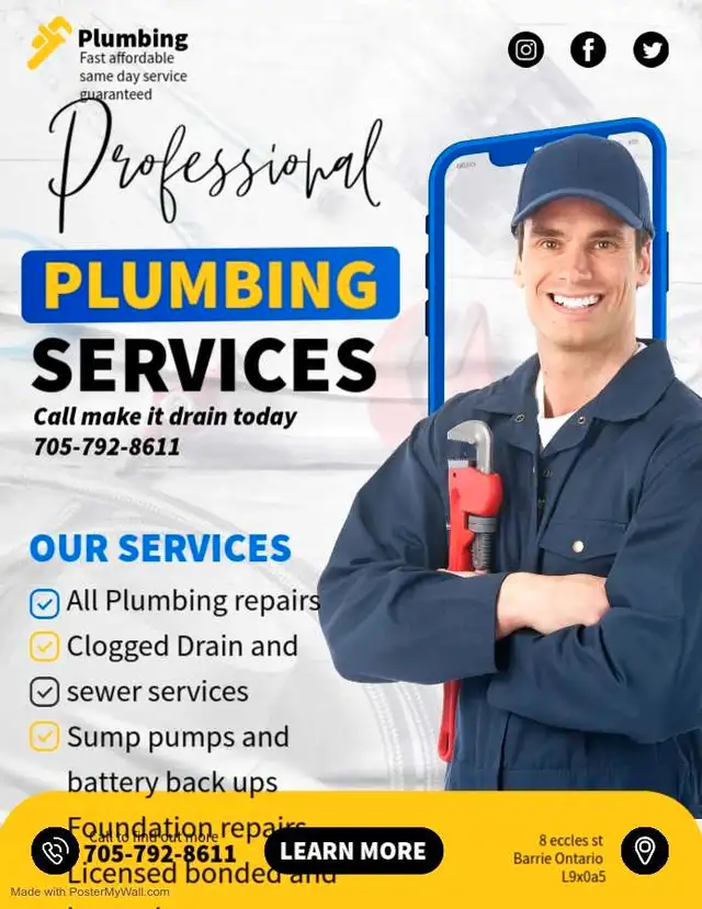 Licensed plumber for hire in Barrie and surrounding areas63005665451777129
