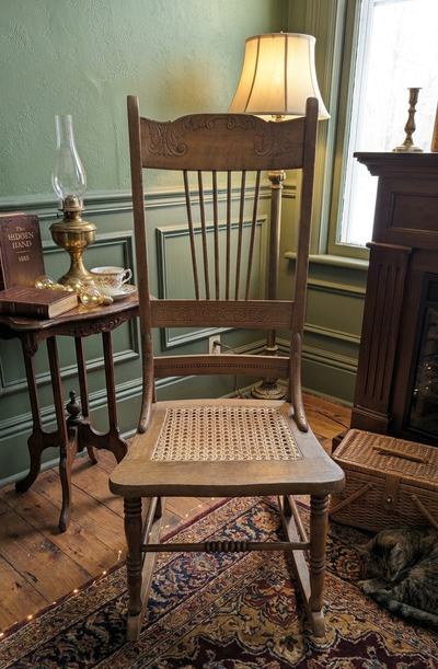 Vintage Wooden Rocking Chair with Cane Seat, View more