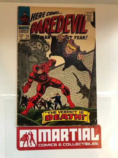 Daredevil comic book issue 20. Approx 4.0 raw grade condition with off-white pages, tanning and stai...