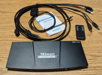 TESmart Dual Monitor KVM with HDMI cables and Remote Control
