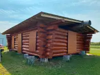 Log Cabin Hand Scribed Shrink Notch 24’x32’ Temporary Roof - RTM