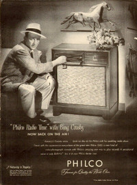 1947 full page ad for Philco 1260 radio with Bing Crosby