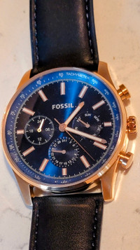 Montre Fossil Sullivan Multifunction Navy Leather Watch