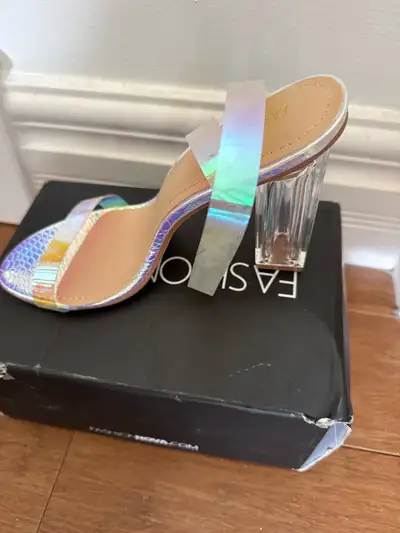 WOMENS IRIDESCENT GLASS STYLE HEELS, View more