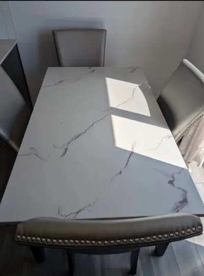 Dining Table with 4 Grey Chairs, View more