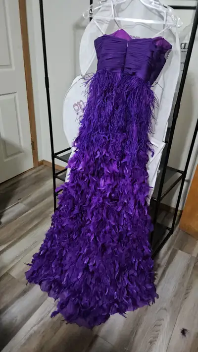 Gemini purple feather beaded evening gown, View more