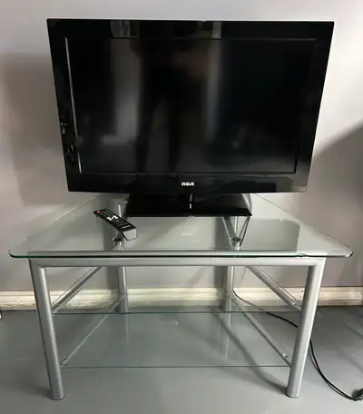 RCA TV & GLASS TV SHELF, View more