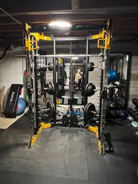 All-in-one trainer Smith Machine including weighted plates etc
