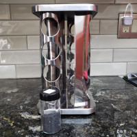 ***REVOLVING COUNTERTOP SPICE RACK STAINLESS STEEL reduced **