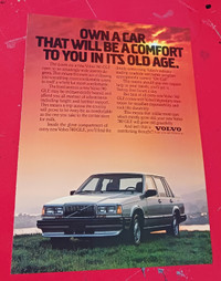 RETRO 1988 VOLVO 740 GLE ORIGINAL PRINT CAR AD - ANNONCE AUTO