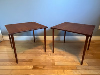 Pair of Mid century modern solid Teak Side Tables by France and 