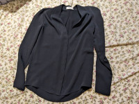 BABATON Women's Black Long Sleeved V-Neck Shirt Size XXS