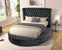 Brand New Round Storage Bed with usb in queen and king size