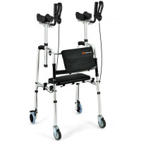 Folding Auxiliary Walker Rollator With Brakes Flip-Up Seat Bag M