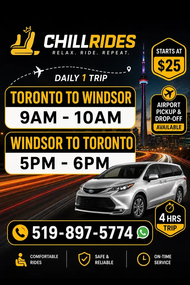 Rides Toronto to Windsor