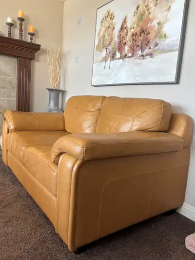 Leather sofa and loveseat for sale, View more