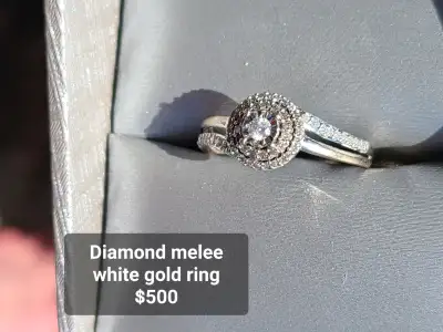 10k white gold & diamond melee ring, View more