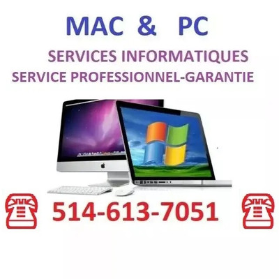 ☎️514-613-7051☎️ SERVICE INFORMATIQUE-REPARATION-PC MAC BAS PRIX