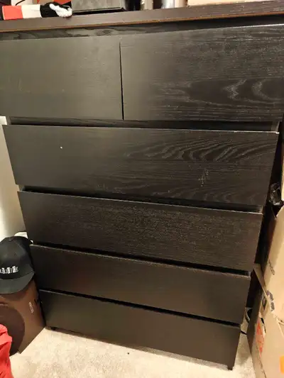 Moving some furniture and selling a matching 3-piece IKEA MALM bedroom set in black-brown. Great, cl...