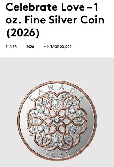 I'm offering a brand new, Celebrate Love - 1 oz. Fine Silver Coin (2026). This exquisite coin is cra...