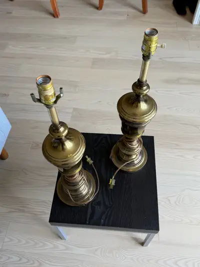 Pair of Vintage-Style Brass Table Lamps, View more