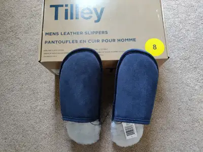 Brand New Tilley Men's Leather Slippers for sale. Size: US 8 Color: dark blue