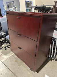 Cherry Wood 3 drawer lateral filing cabinet