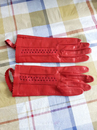 Women's Red Leather Gloves
