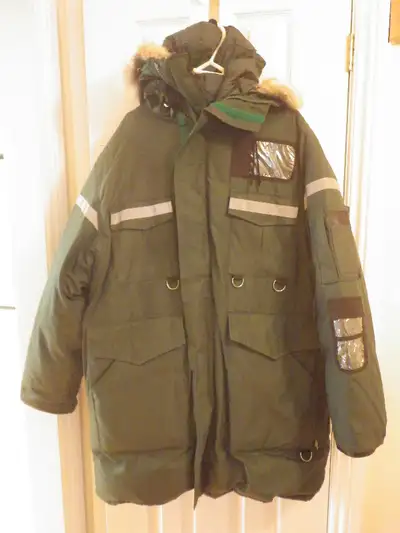 Mens Woods Arctic Down Parka Cold Weather Work Coat Coyote Fur, View more