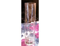 VINTAGE BLOWN CLEAR GLASS VASE HAND CUTTING LEAVES 10" TALL