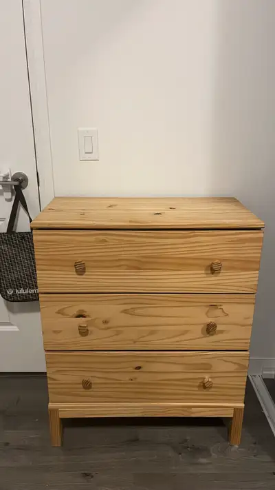 Wooden dresser with 3 drawers, View more