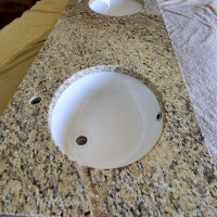 NEW, Granite Double Vanity Top, Sinks and Brand New Faucets