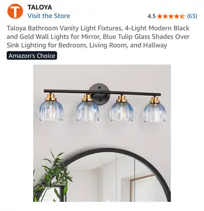 brand new Bathroom Vanity Light Fixtures, 4-Light Modern Black and Gold Wall Lights for Mirror, blue...