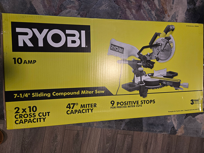 LITERALLY NEW - RYOBI 7-1/4" Sliding Compound Miter Saw w/ Blade, View more