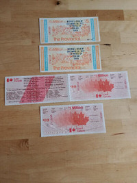 Two Ten Dollar Lotto Canada and 2 five dollar Provincial tickets