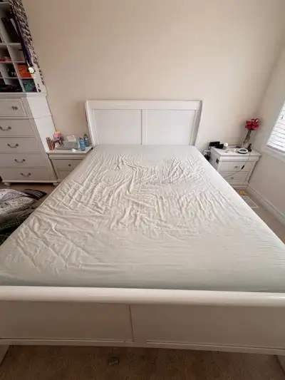 Queen bed frame + Mattress- C$350, View more