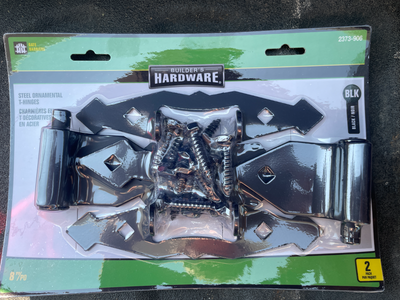 2 PK 8" BLACK STEEL ORNAMENTAL HINGES, View more