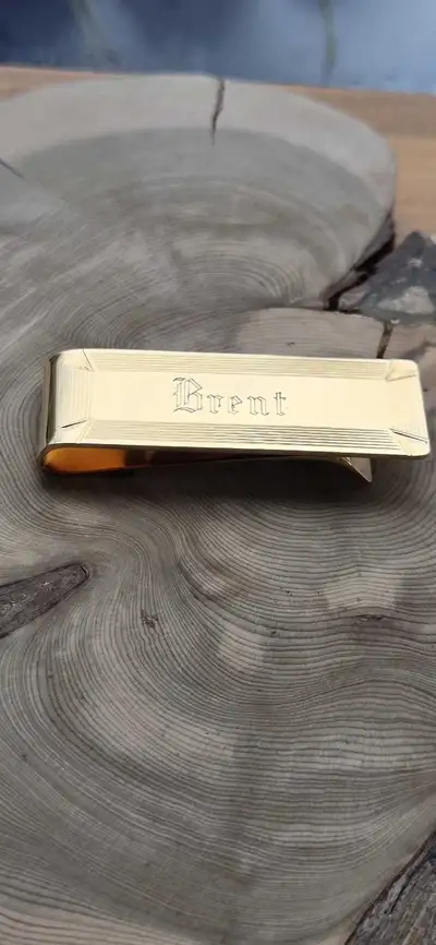 Midcentury Money Clip "BRENT" Engraved Fantastic Shape, View more