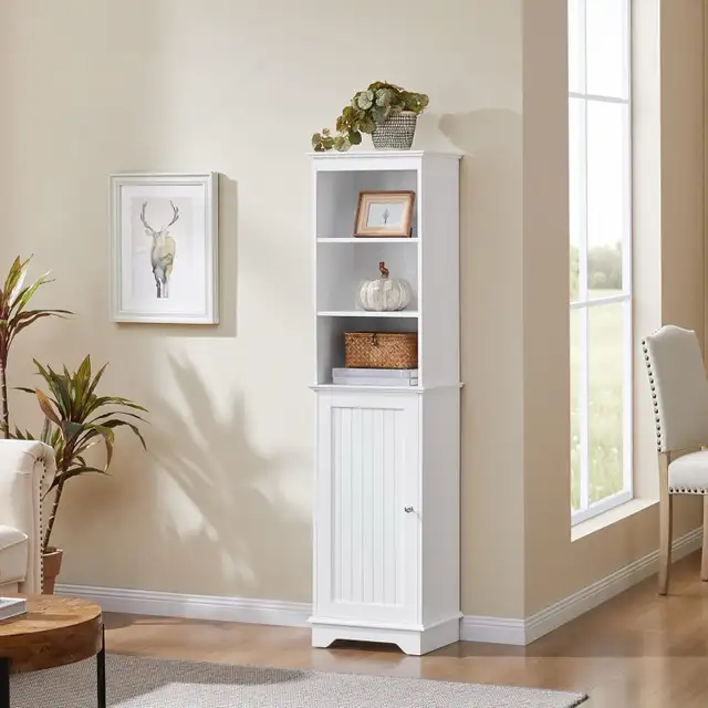 Freestanding Tall Slim Storage Cabinet with 3 Shelves & Door in Home Décor & Accents in Markham / York Region - Image 4