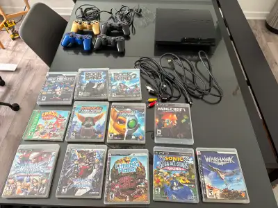 PS3 Bundle, 4 Controllers, 20 Games, Case, View more