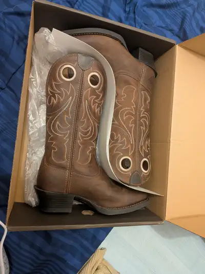 Brand new leather cowboy boots women's size 9. In original box., View more