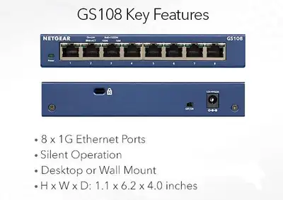 8-Port Gigabit Ethernet Switch Netgear GS108v4, View more